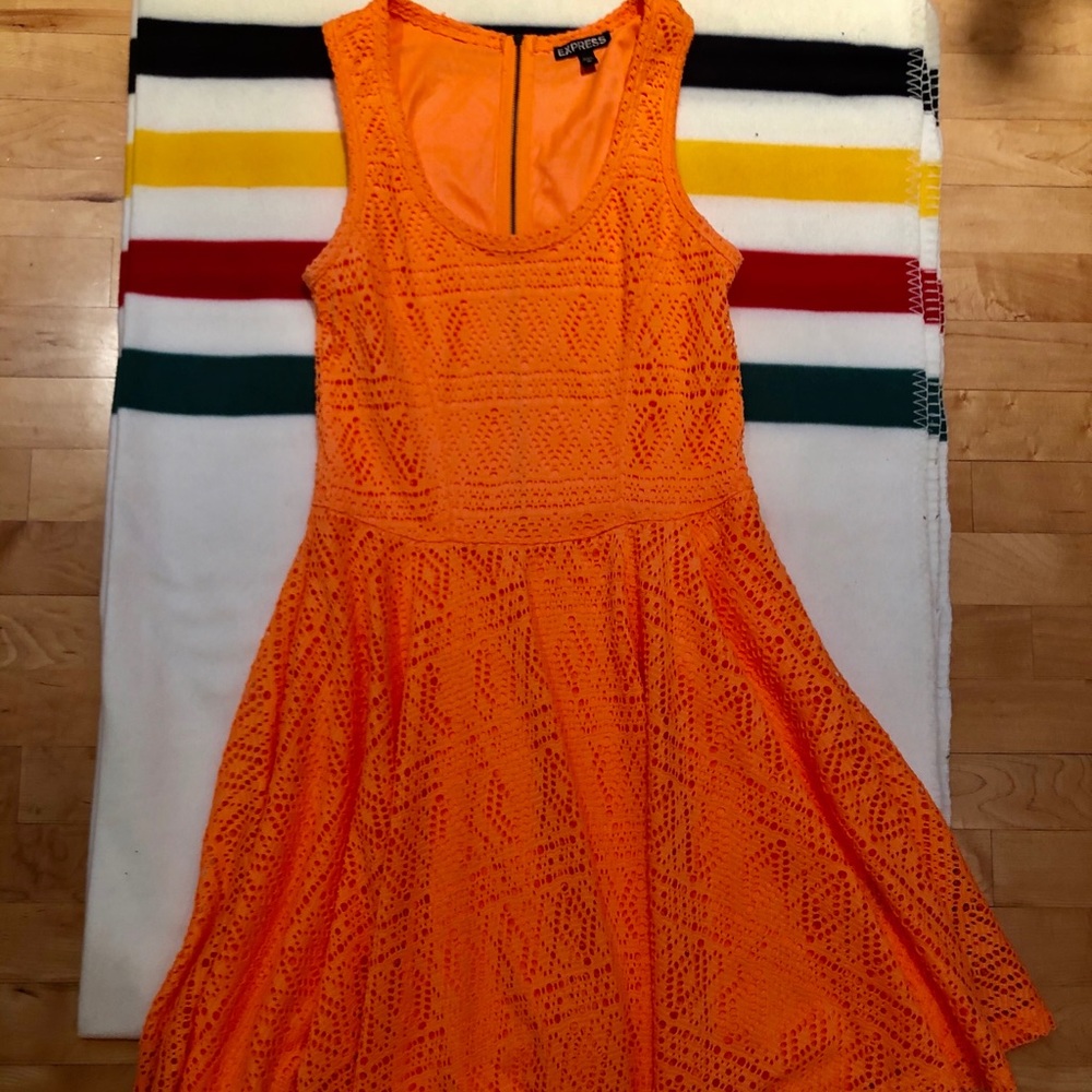 Express Orange Zip Up Summer Dress